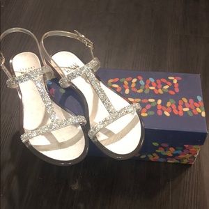 New Stuart Weitzman Silver Teezer Jelly Sandals